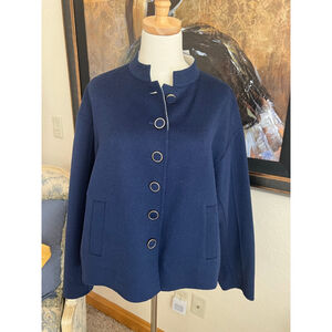 NWT Lafayette 148 Midnight Blue/Cloud Jacket Size L